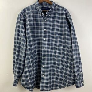 Ralph Lauren Men's 2XB Navy Plaid Long Sleeve Button Down Shirt